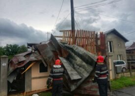 Furtunile au făcut ravagii în țară: Copaci doborâți de vânt, acoperișuri desprinse și case inundate