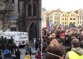 Protest față de măsurile antiepidemice, în Praga. Poliţia a folosit gaze lacrimogene şi tunuri cu apă (Foto&Video)