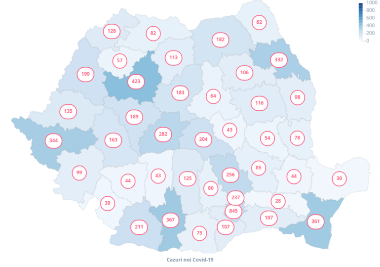 Rata de infectare a scăzut în București. Județele care au raportat sub 100 de cazuri noi