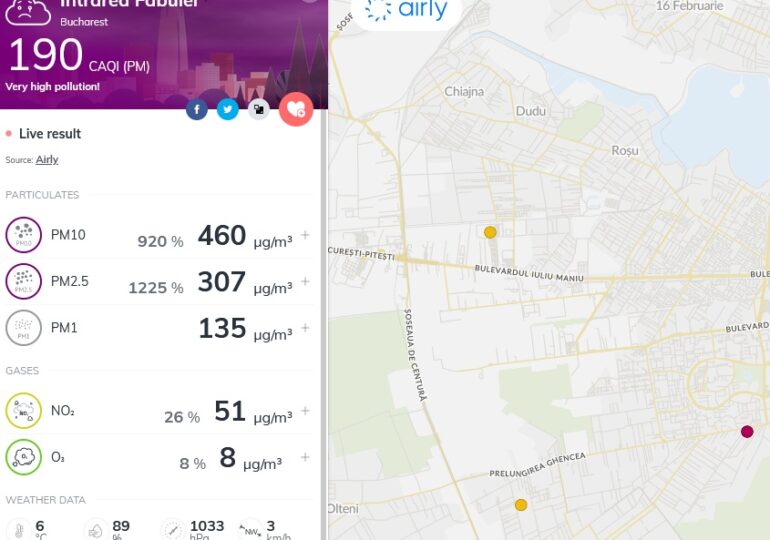 Poluare alarmantă în București? În unele zone, senzorii independenți arată depășiri de 1.200%. Ministerul Mediului analizează