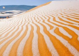 În deșertul Sahara s-au format „dune“ de zăpadă, după o ninsoare extrem de rară (Video & Galerie foto)