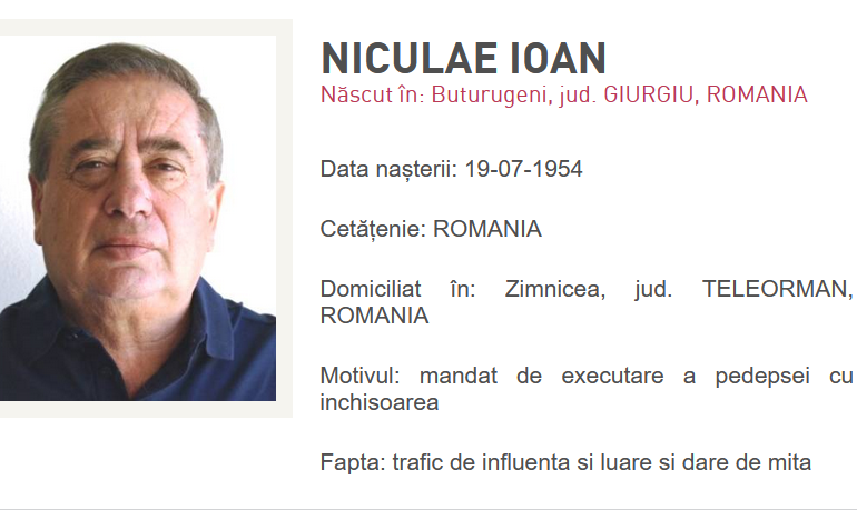 Ioan Niculae a fost dat în urmărire. Polițiștii nu l-au găsit acasă <span style="color:#990000;font-size:100%;">UPDATE</span> ”Sunt în Italia, la o clinică, internat”