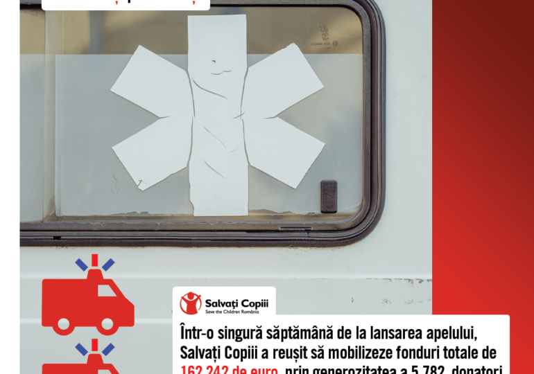Românii au donat în doar o săptămână bani pentru ca Spitalul pentru Copii "Grigore Alexandrescu" să aibă două ambulanțe, nu una, cât spera