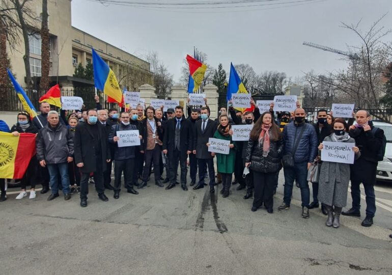 Protest AUR la Ministerul de Externe, după ce George Simion nu a fost lăsat să intre în R. Moldova