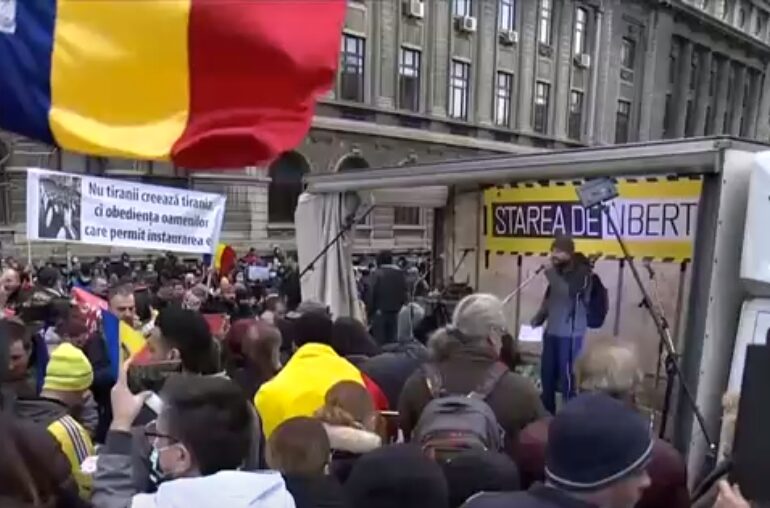 Proteste în București și în alte orașe din țară faţă de restricțiile anticoronavirus: Jandarmeria anunță sancțiuni (Video)