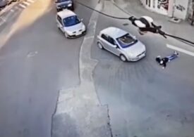 O femeie a vrut să însceneze un accident rutier în București, dar a fost filmată (Video)