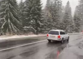 Ninge ca în plină iarnă în mai multe zone din țară (Video)