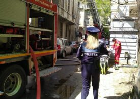 Incendiu într-un bloc din Sectorul 1: Locatarul a intrat în conflict cu vecinii, un poliţist a fost rănit