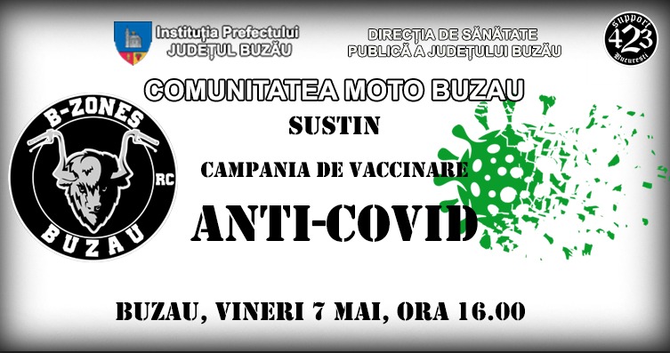 Primul centru de vaccinare drive-thru din Buzău se deschide vineri, iar motocicliştii din oraş îi fac reclamă