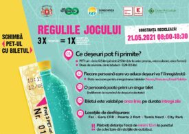 „Schimbă PET-ul cu biletul” - primul oraș în care poți plăti cu PET-uri și doze de aluminiu pentru a merge cu transportul în comun