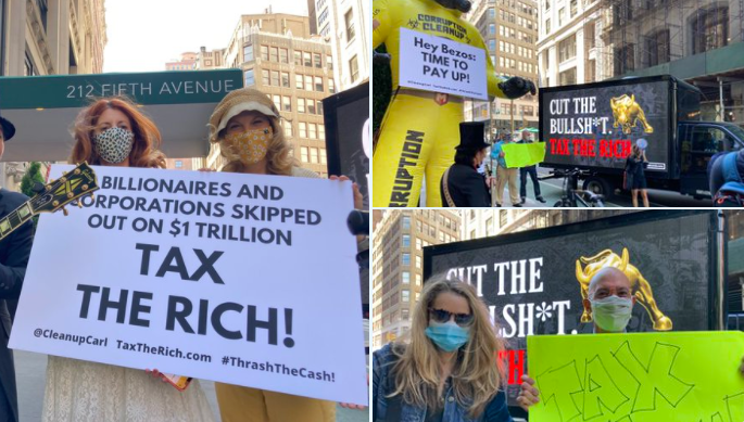 Mai mulţi milionari care susţin majorarea taxelor pentru bogaţi au organizat proteste în New York şi Washington, inclusiv acasă la Jeff Bezos (Foto&video)