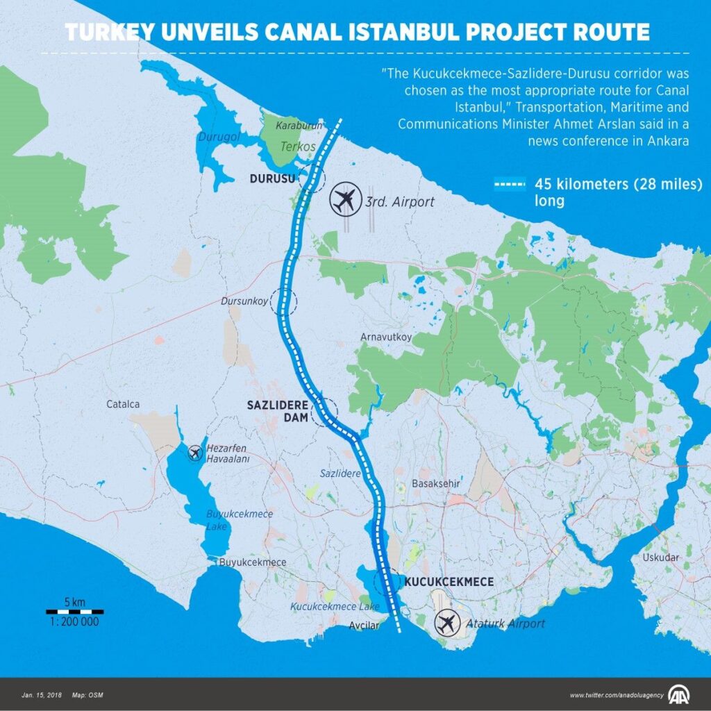 Turkey Unveils Canal Istanbul Project Route
