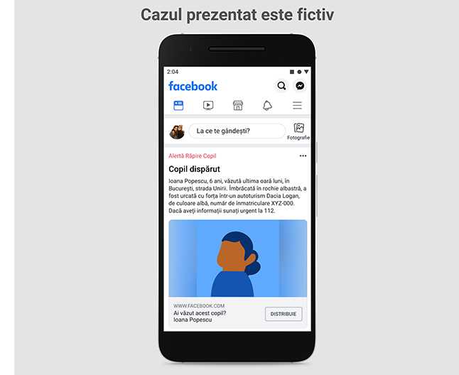 Facebook lansează un sistem de alertă pentru copii dispăruţi în România