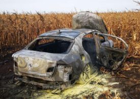 Botoșani: Focuri de armă pentru prinderea unui fugar, care și-a incendiat mașina