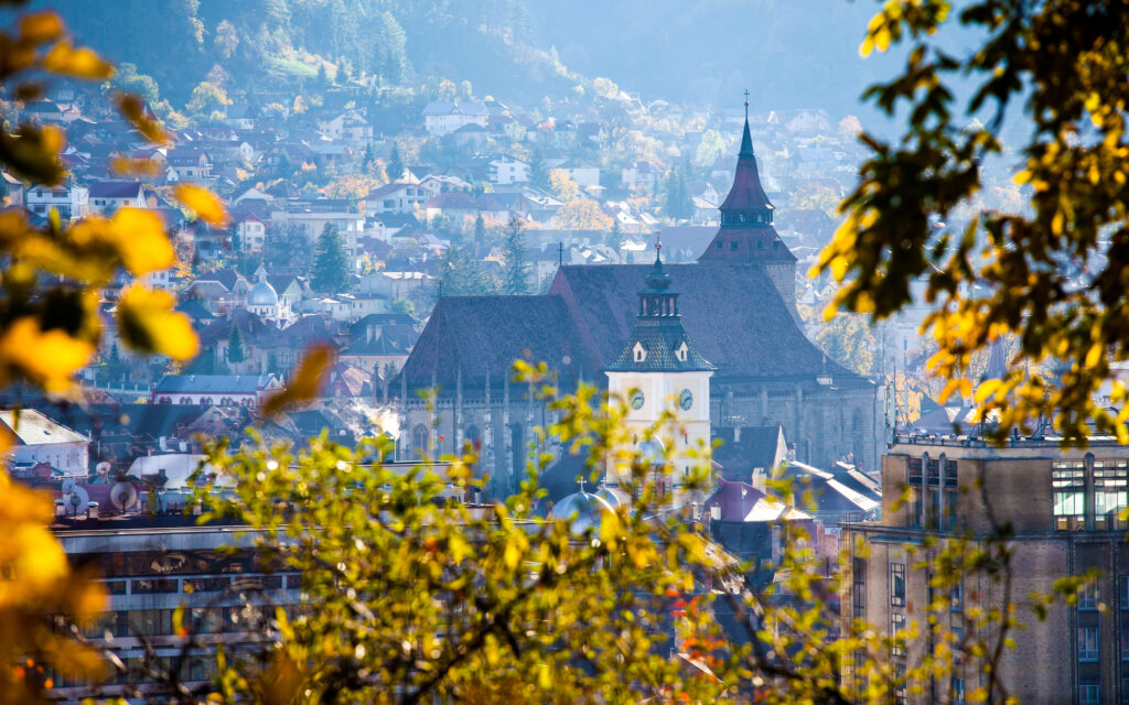 View of Brasov old city located in the central par