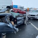 Un accident cu 10 maşini a blocat traficul pe A1