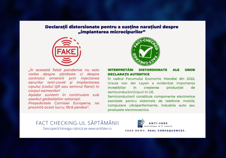 Fact checking-ul săptămânii: Declarații distorsionate pentru a susține narațiuni despre „implantarea microcipurilor”