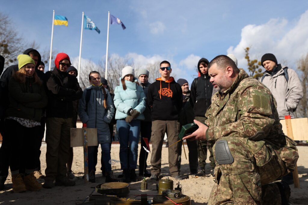 Ukrainian civilians receive military training