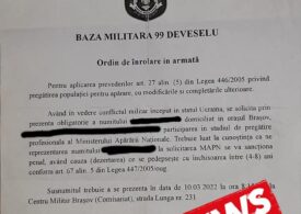 Ordine false pentru mobilizarea rezerviştilor, la Cluj-Napoca şi Braşov, menite să creeze panică