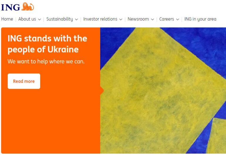 ING susține Ucraina și anunţă că împrumuturi de 700 milioane de euro sunt afectate de sancţiunile impuse Rusiei