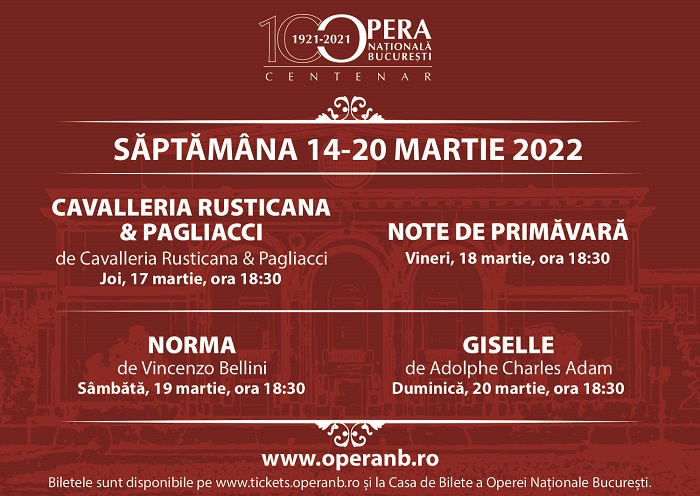 Cavalleria Rusticana & Pagliacci, Note de primăvară, Norma și Giselle, pe scena Operei Naționale București