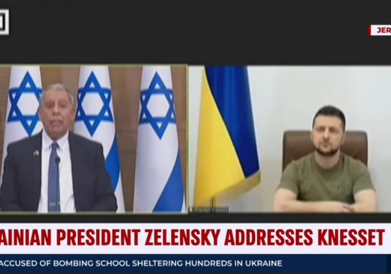 Zelenski s-a adresat parlamentului din Israel: Ne întrebăm de ce nu putem să primim arme de la voi