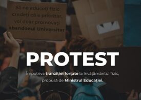 Protest al studenților din Cluj față de întoarcerea imediată la predarea faţă în faţă