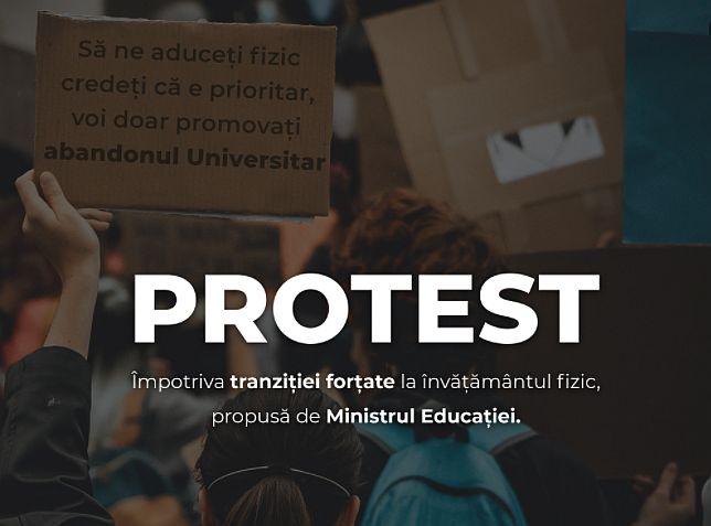 Protest al studenților din Cluj față de întoarcerea imediată la predarea faţă în faţă