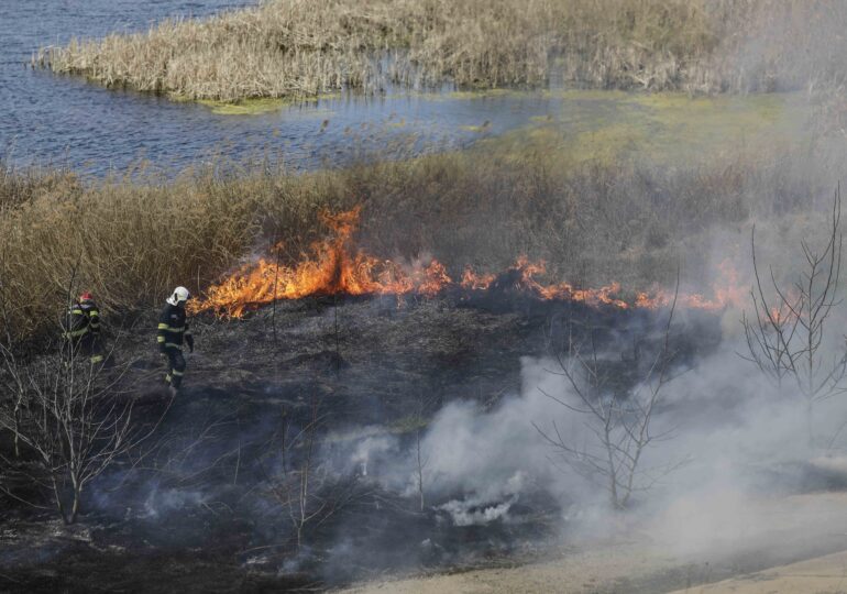 Acțiune de salvare a unei familii care s-a trezit înconjurată de foc în Delta Dunării