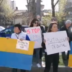 Protest la Ambasada Rusiei la Bucureşti față de războiul din Ucraina (Video)