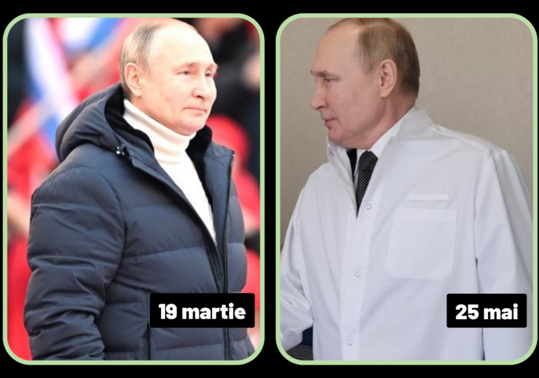 Cum a trecut Putin, în trei luni de război, de la o geacă de 12.000 de euro la un halat alb de 20