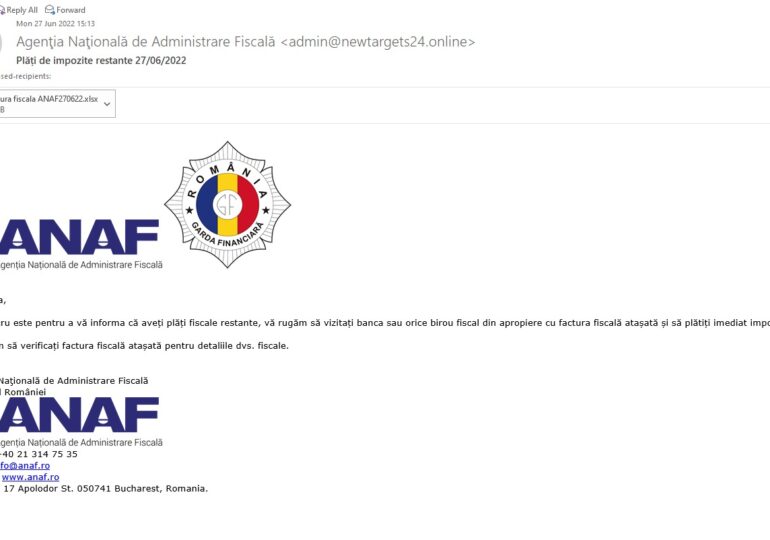 Un nou atac cibernetic se folosește de imaginea ANAF pentru a fura datele românilor. Cum îți dai seama și cum să te ferești
