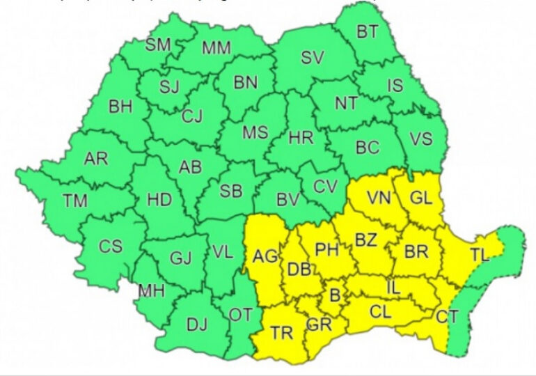 Cod galben de vijelii în 13 județe și București