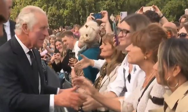 Prima întâlnire a regelui Charles al III-lea cu oamenii adunați în fața Palatului Buckingham: de la strângeri de mâini la pupături (Video)