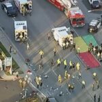 Un SUV a intrat într-un grup de polițiști care făceau jogging la Los Angeles: Corpurile erau răspândite peste tot (Video)