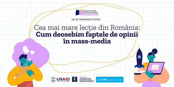 CJI și UNICEF invită toți profesorii și elevii să participe la cea mai mare lecție de educație media din România