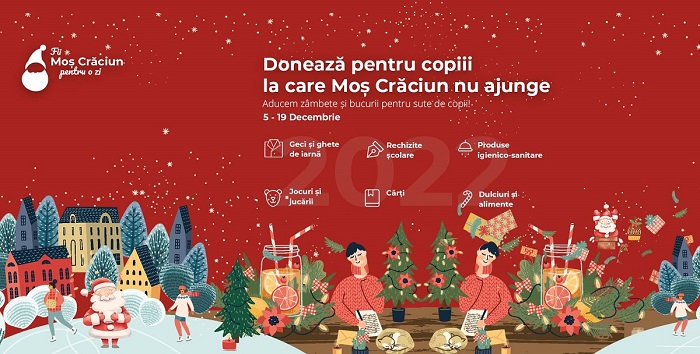 Campania umanitară „Fii Moș Crăciun pentru o zi” ajunge pe 23 decembrie la copiii din județele Giurgiu, Călărași și Teleorman