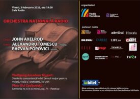 Dirijorul american John Axelrod, Alexandru Tomescu (vioară) și Răzvan Popovici (violă): Concert Mozart/Ceaikovski la Sala Radio
