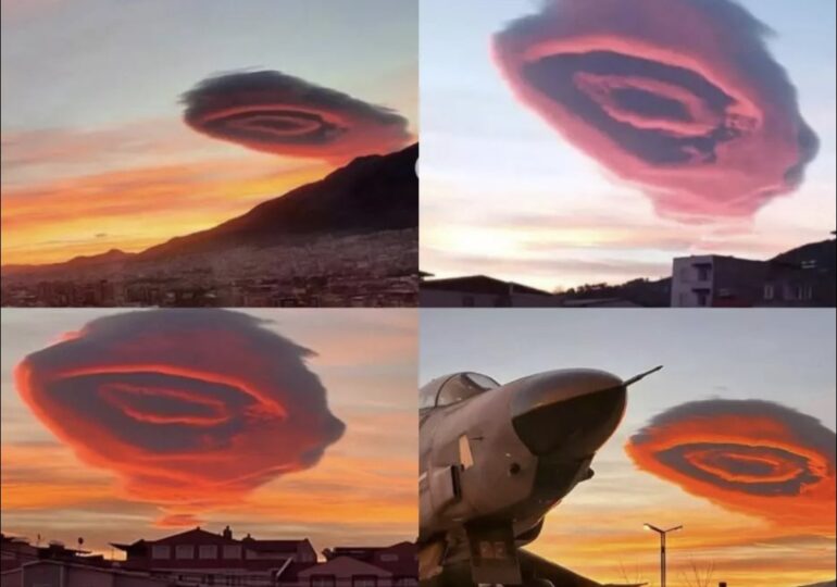 Un impresionat nor roșu, în formă de ”farfurie zburătoare”, a fost observat în Turcia (Video)
