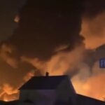 Incendiu uriaș în SUA, după ce a deraiat un tren (Video)