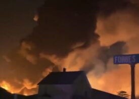 Incendiu uriaș în SUA, după ce a deraiat un tren (Video)