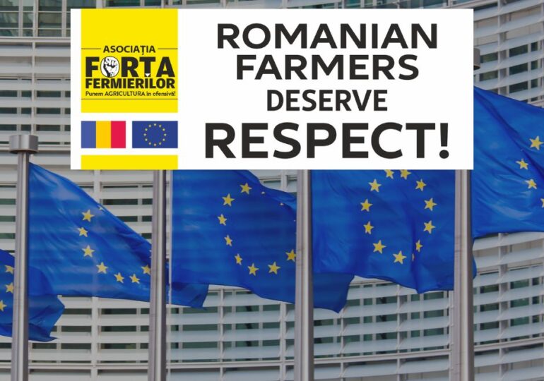 Fermierii români, protest în fața Comisiei Europene