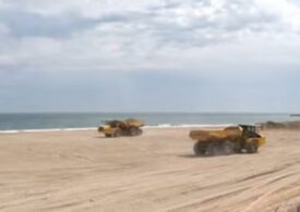 Lucrările de lărgire a plajei din Eforie Sud sunt aproape gata. Va avea peste 100 de metri (Video)