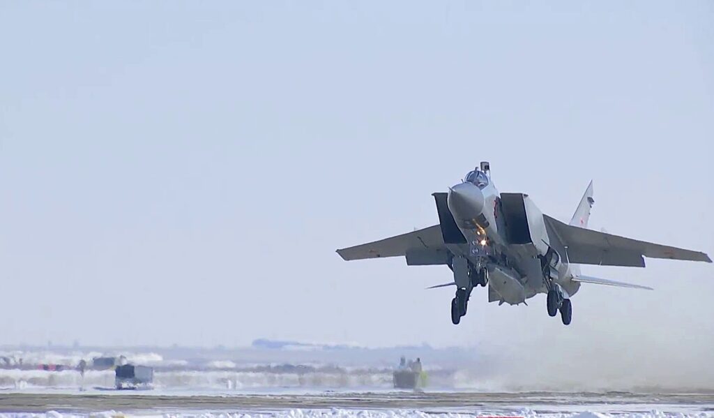 Russian Aerospace Forces MiG-31 conducts simulated