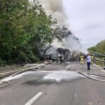 Accident mortal și trafic complet blocat pe centura Capitalei. O cisternă a luat foc UPDATE