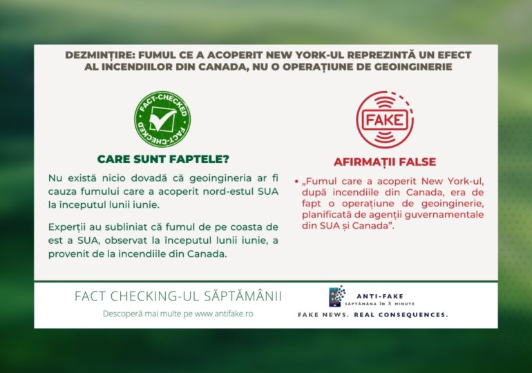 Green fact checking-ul săptămânii: E fumul ce a acoperit New York-ul o operațiune guvernamentală de geoinginerie?