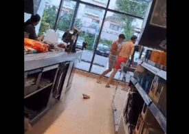 Bătaie într-un supermarket din București. S-au băgat în față și le-au dat pumni și picioare celor care le-au reproșat (Video) UPDATE