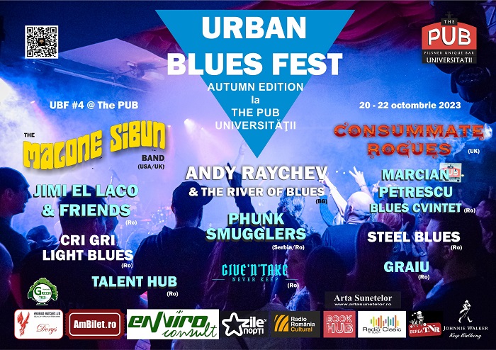 Se pun în vânzare bilete de o zi pentru Urban Blues Fest #4 programat între 20 și 22 octombrie la The Pub Universității