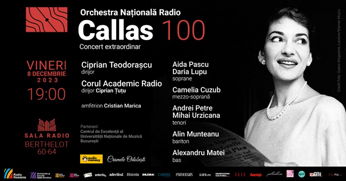 CALLAS 100: concert de gală la Sala Radio