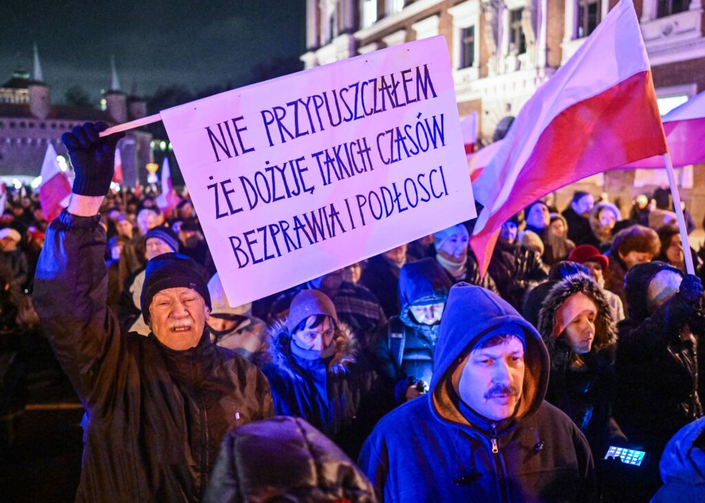 Polish people hold protest against public media re